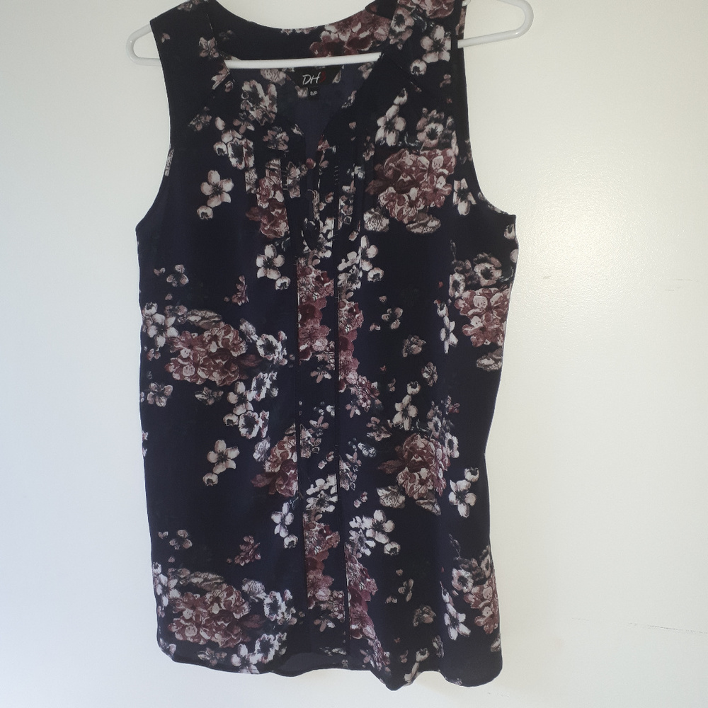 DH3 Floral Sleeveles Top Sz S